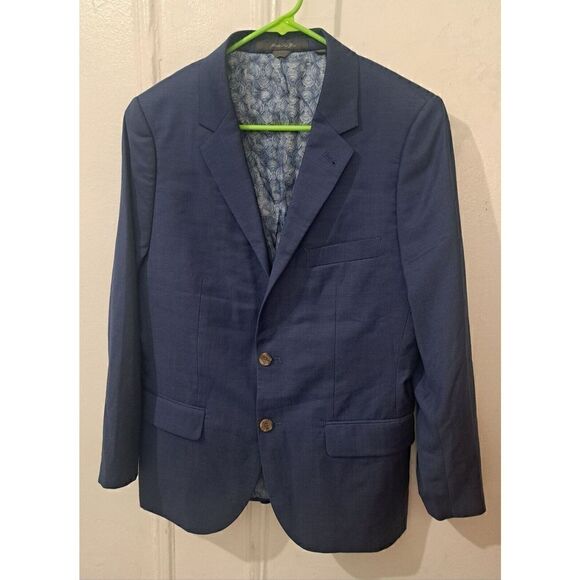 Indochino Mens 40R Slate Blue Fine Wool FOUR SEASON Blazer